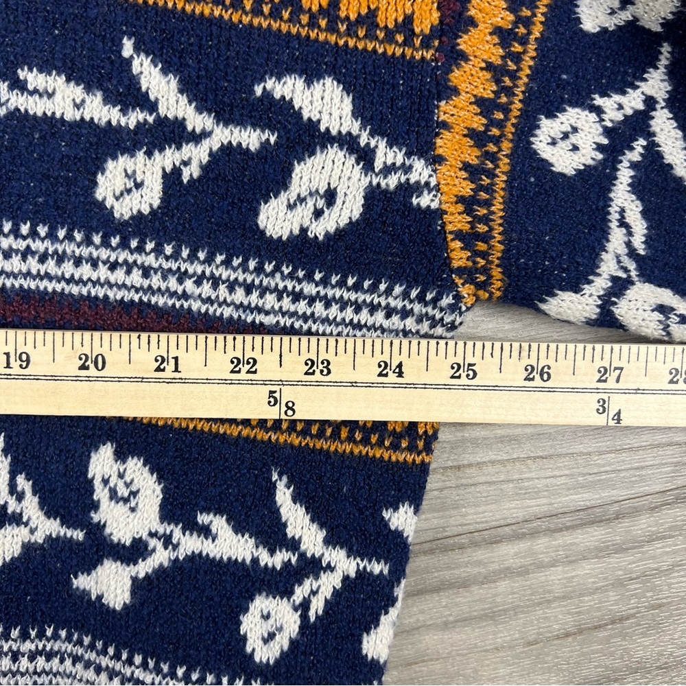 St. John's Bay Women’s Navy and Mustard Striped Sweater - Picture 8 of 8